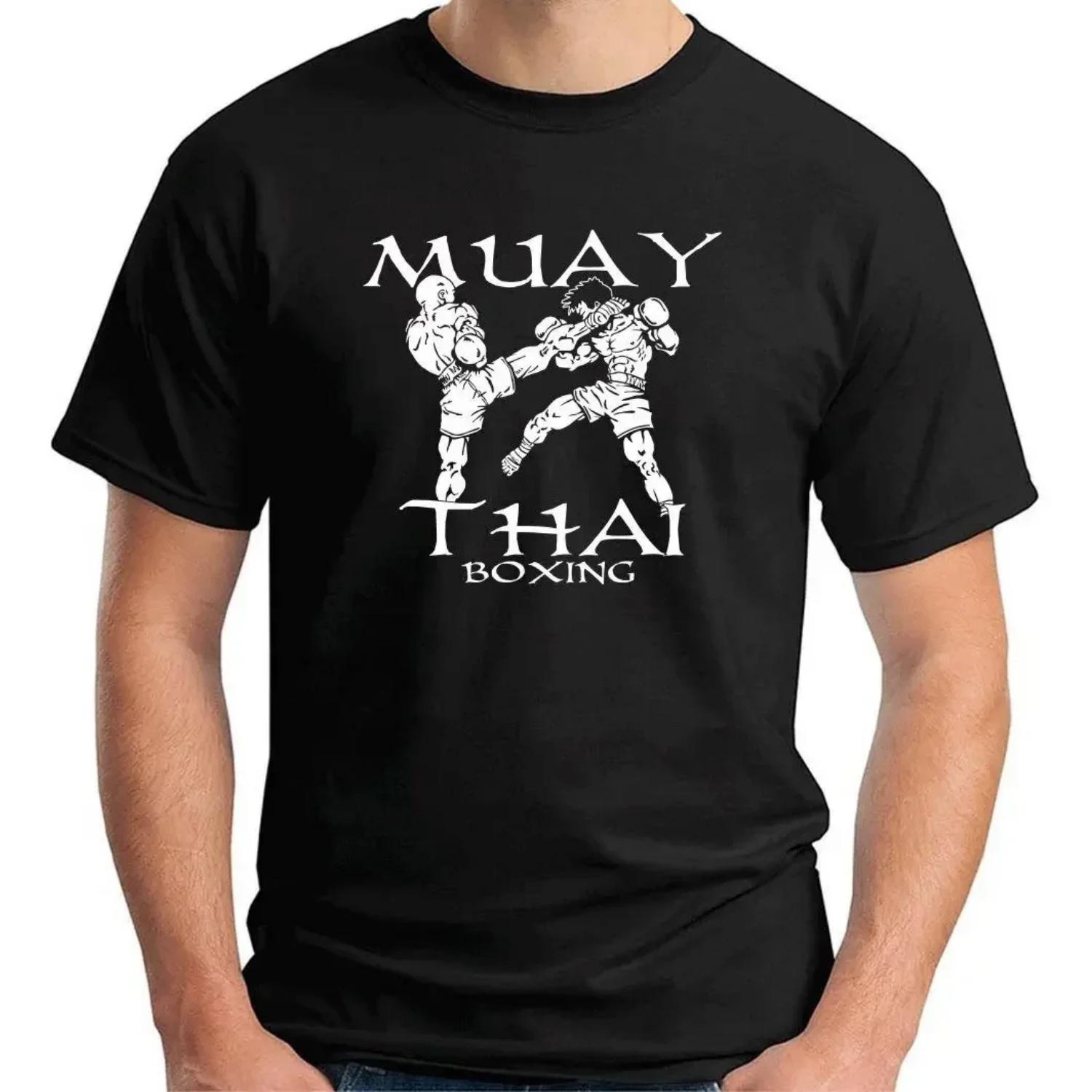 

Muay Thai - Thai Boxing Kicking Martial Arts T-Shirt 100% Cotton O-Neck Summer Short Sleeve Casual Mens T-shirt Size S-3XL XXXXXL чорний