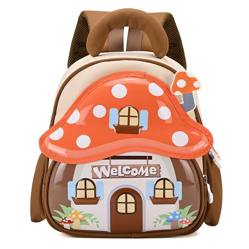 3D Molded Mushroom Cartoon Kids Backpack Toddlers 3-6 Years Old Lightweight School Bag With Padded Shoulder Straps