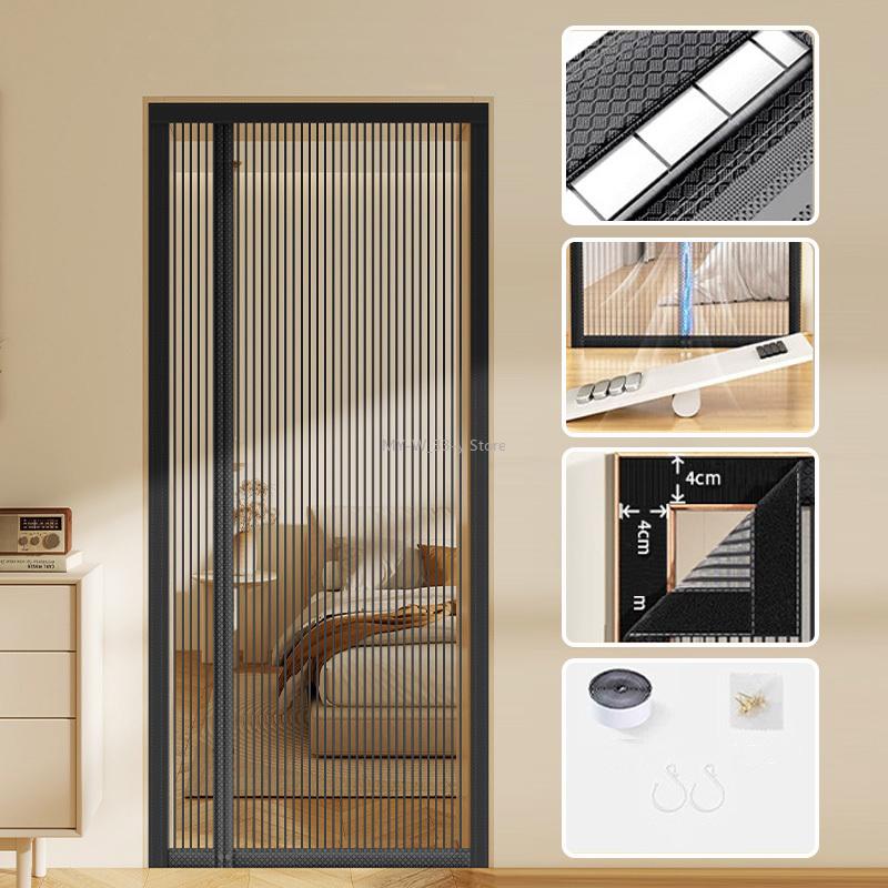 

Heavy Duty Magnetic Screen Door Mesh Curtain Mosquito Net Bug Hands Free Partition Mute Striped Door Curtain Bedroom Ventilation (as the picture,70x200cm)
