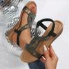 Plus Size 2025 Summer Hot Sale Women's Open Toe Sandals Outdoor Crystal Elastic Band Wedges Sandals for Casual Daily Rome Shoes