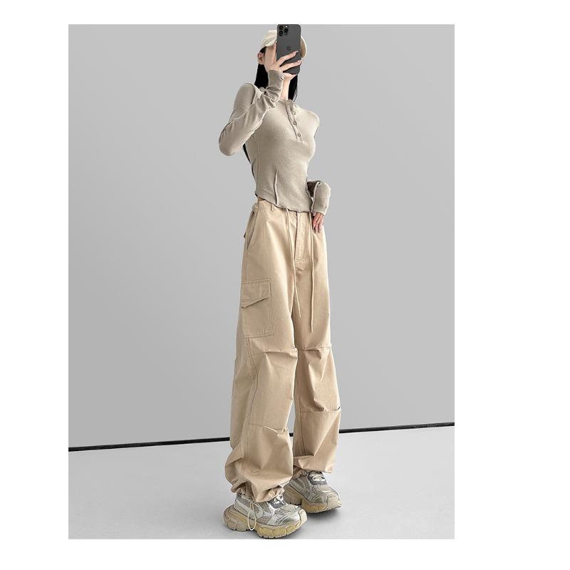 

Рабочие брюки для женщин на осень Чистый хлопок Модные универсальные свободные утягивающие повседневные брюки с высокой талией Спортивные брюки XL