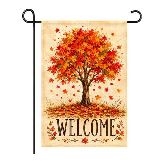 Durable Ornaments for Office Stacked Pumpkin Garden Flag, Burlap Look Fall Outdoor Decor, Festive Party Supplies Home Double Sided Holiday Yard