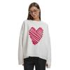 Red Love Sweater Autumn Lines Heart Sweater Round Collar Pullover Sweater Slimming Blend Office Comfortable Versatile Undercoat Long Sleeves Sweater