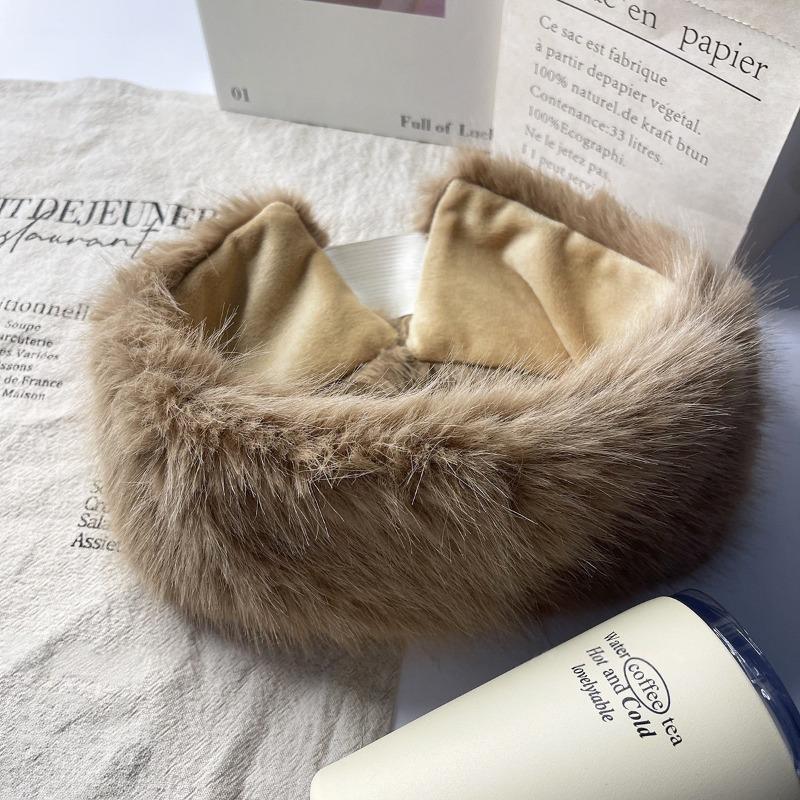 Autumn and Winter Plush Headband Imitation Fox Hair Topless Hat Thermal Hair Accessories Wide Edge Elastic Ear Protection Imitation Fur Headband