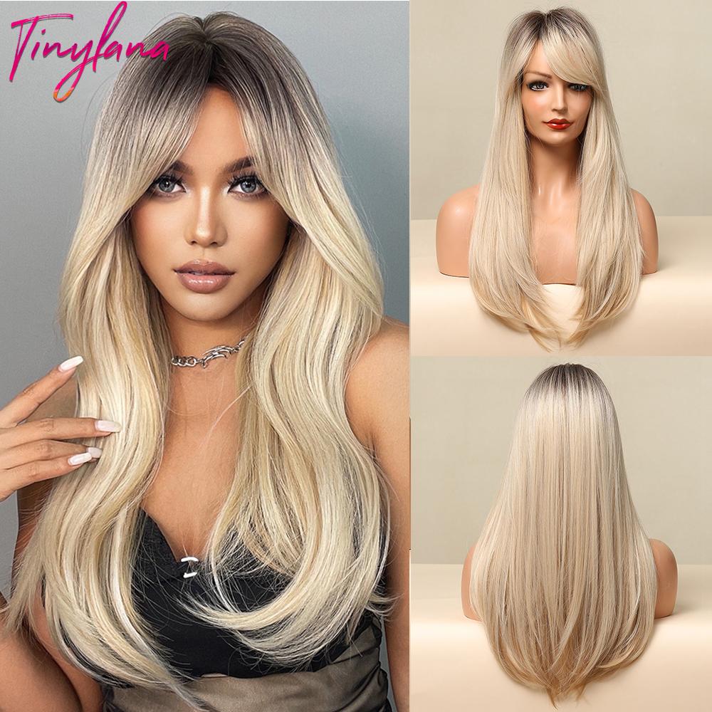 

Длинный прямой синтетический парик с челкой, темно-черные, серые волосы, парики для женщин, косплей, натуральные волосы, термостойкие многослойные парики LC5227-1