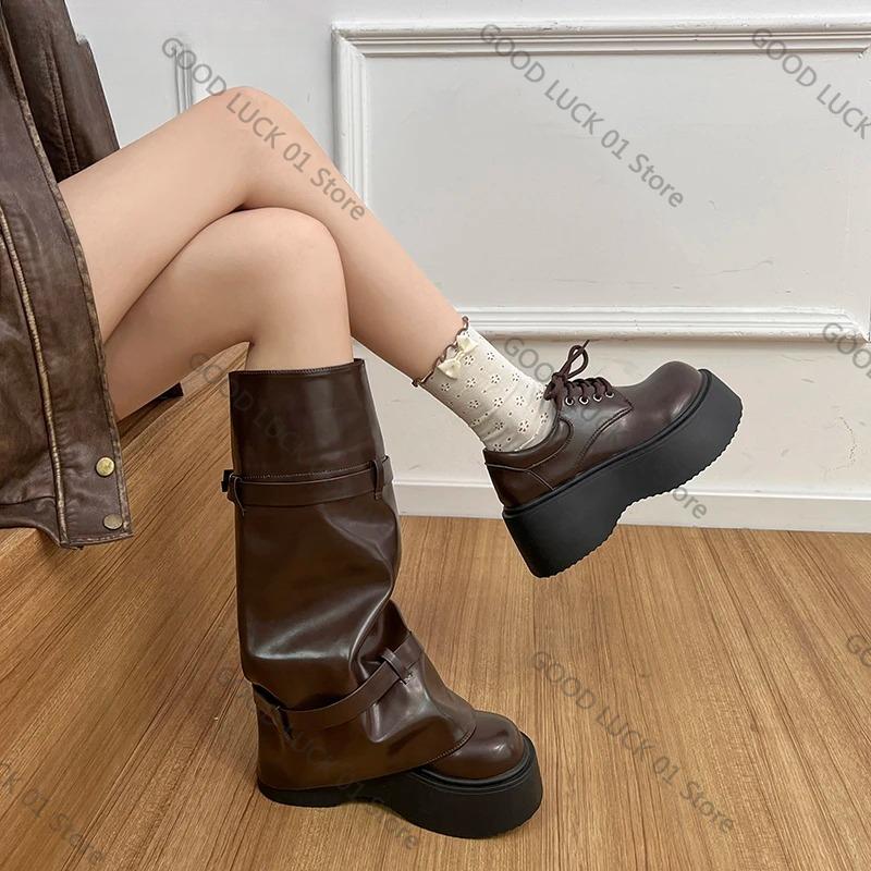 Fashion 2025 Autumn Winter Chunky Style Women Knee High Boots Fashion Removable Ladies Thick Heel Long Booties