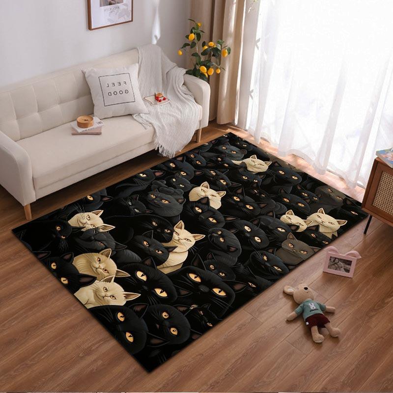

Black and Beige Cat Pattern Carpet, Modern Animal Art Home Decor Suitable for use as an anti-slip for living room bedroom sofas 40x60cm( 15x23in )