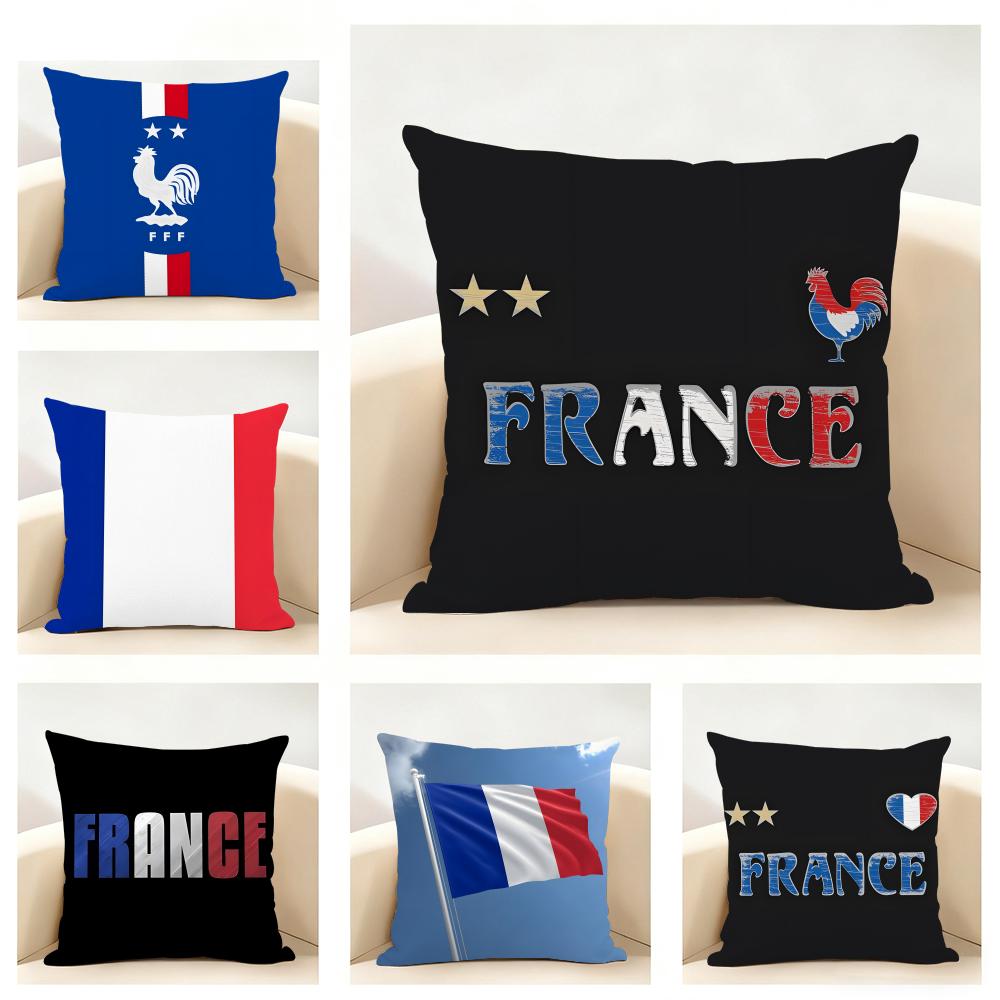 Minimal Modern Fashion flag style of FFrance Cushion Cover Linen Pillowcase Soft for Sofa Bed Home Room Decor