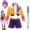 Fantasia Cosplay Kpop Caçadores de Demônios Rumi para Crianças Meninas Roupas de Natal Máscara Festa de Aniversário Halloween Fantasia Espada de Balão Grátis