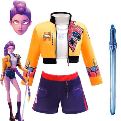 Kinder Kpop Dämonenjäger Rumi Cosplay Kostüm Kinder Mädchen Kpop Fantasie Weihnachtsoutfit Maske Geburtstagsparty Halloween Kostüm Ballon Schwert Kostenlos