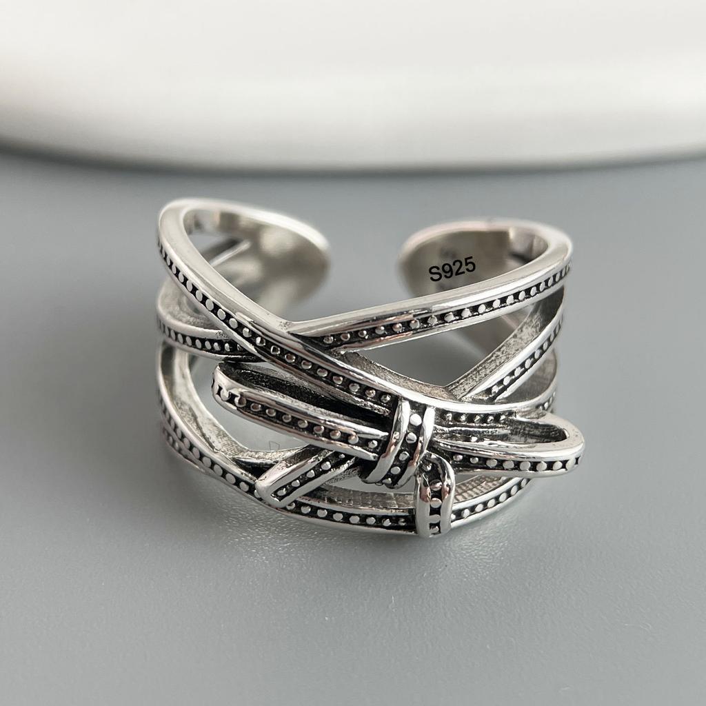 925 Sterling Silver Rings for Women Couple Minimalist Handmade Simple Retro Flower Heart Ring Fine Jewelry Gift Prevent Allergy
