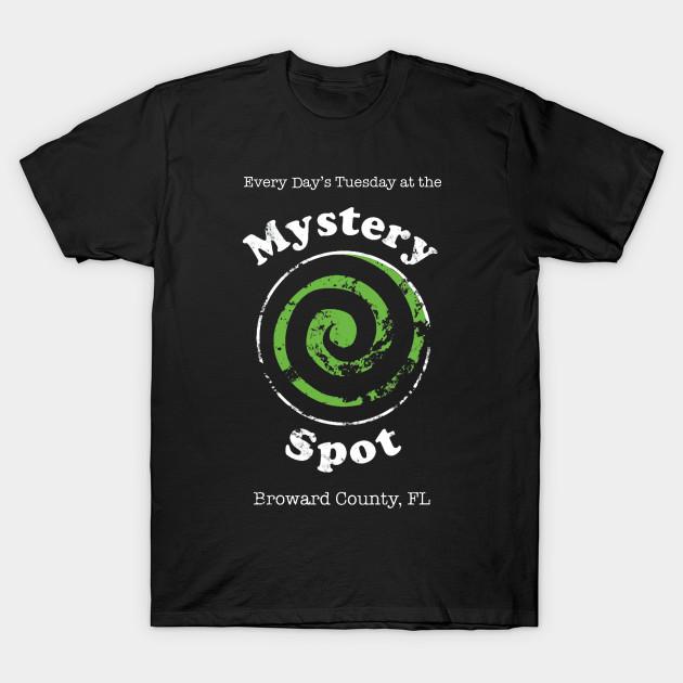 Men Black Print T-shirt Welcome To The Mystery Spot No-Cut Transfer Paper Print Cotton Tshirt 4XL чёрный
