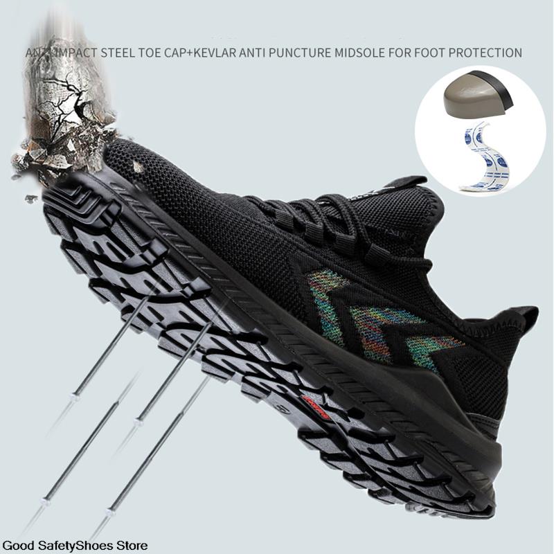 Pantofi de lucru respirabili, pentru bărbați, pantofi cu vârf de oțel, pantofi de siguranță pentru bărbați, pantofi de lucru ușori anti-punctură, cizme, pantofi de protecție pentru bărbați
