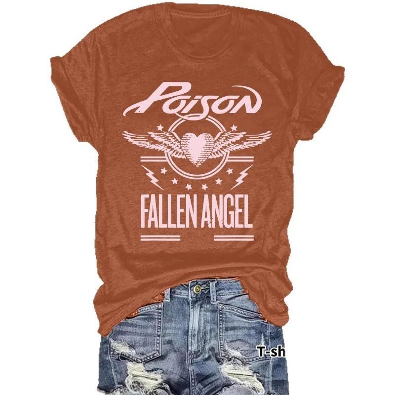Women's Summer New Temperament T-shirt Band Theme Pattern Printing Short-sleeved