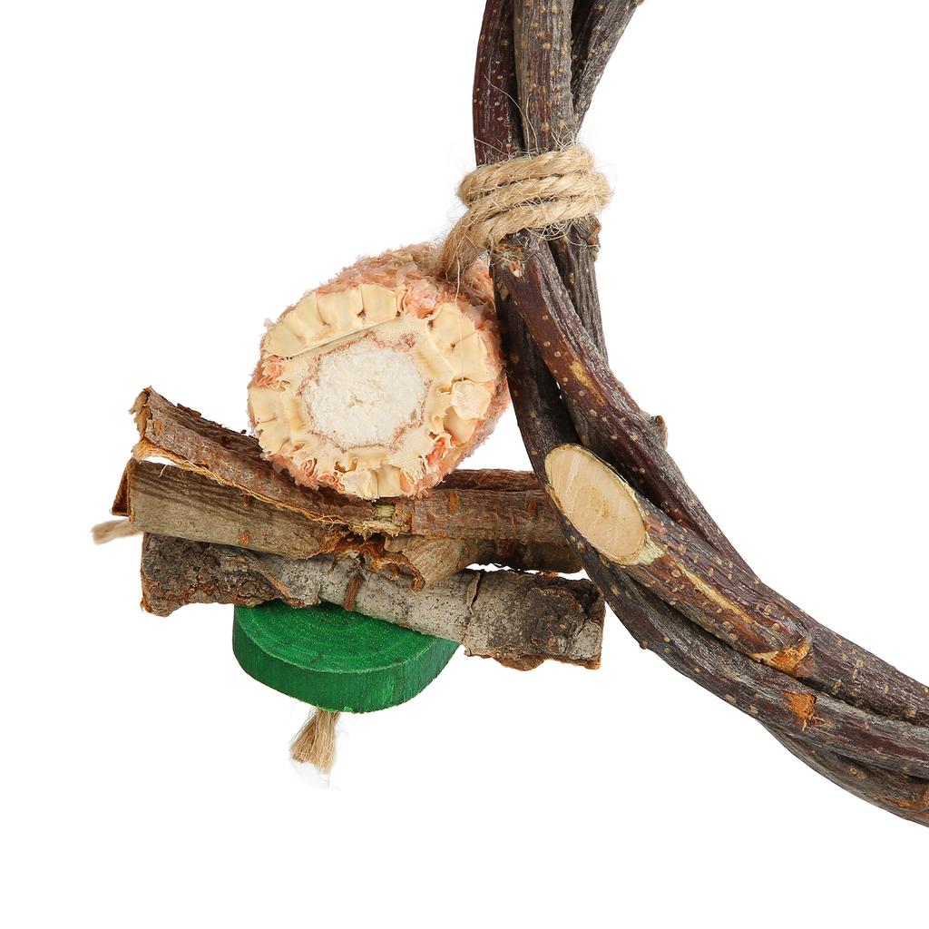 Wooden Bird Swing Perch Branch Woven   Colorful Food Colou    Hanging Swing Toy for   Pet Bird