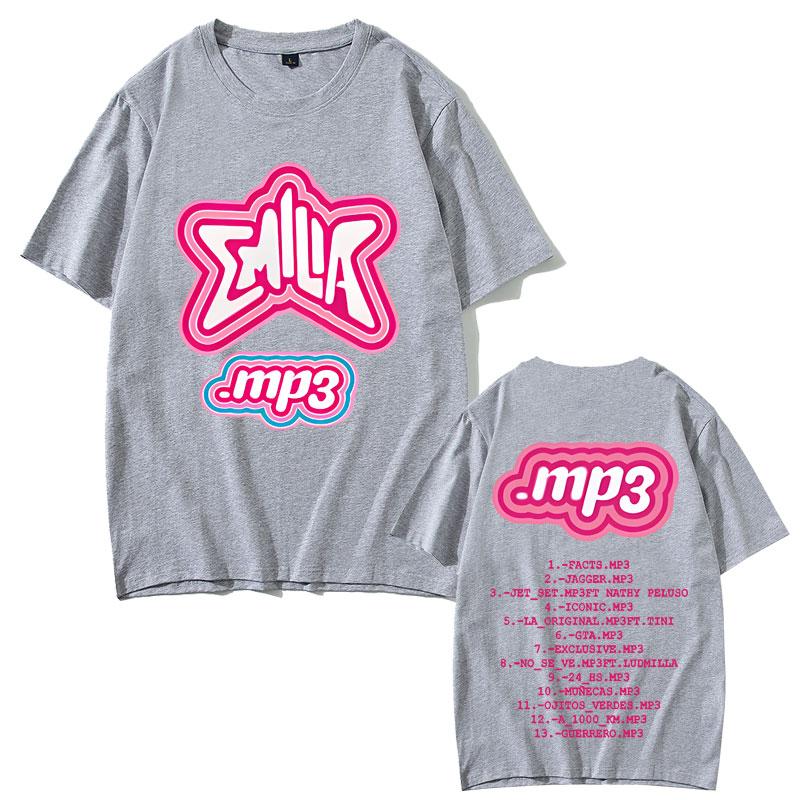 Singer Emilia Mernes MP3 Tour Print Tshirt Male Casual Tshirt Men Hip Hop Oversized Crewneck T Shirts Mens Vintage Tees