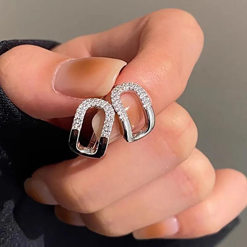 New European and American Simple Geometric Ear Buckle Women's Fashion Personality Compact Half Circle Zircon Jewelry