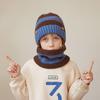 Warm Children's Knitted Hat Scarf Two-Piece Set Winter Outdoors Cold-Proof Earflaps Slipover Woolen Cap