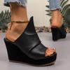 Fashion Personality Pleated Platform Sandals Summer New Round Toe Open Toe Non-slip Wear-resistant High Heel Fish Mouth Flip-flops