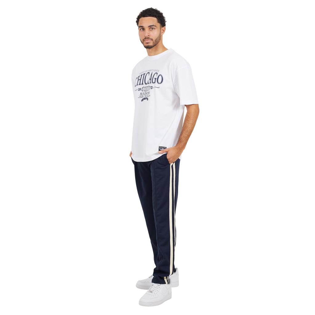 Brave Soul Mens Side Stripe Wide Leg Jogging Bottoms