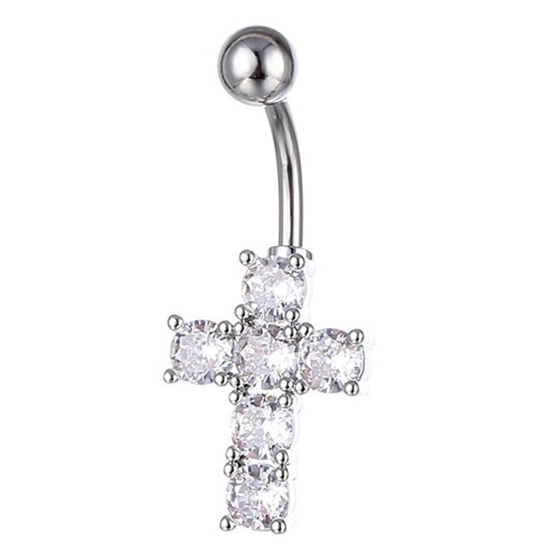 Doux cristal Zircon croix nombril anneau croix Piercing mode nombril ongles