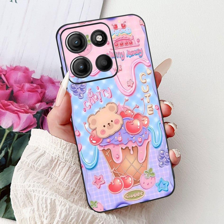 Silicone Case For Motorola Moto G15 G75 2024 Cover Cute Panda Lion Shockproof TPU Phone Cases For MotoG15 MotoG75 G 75 G 15 Etui