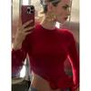 European and American Sexy Fashion Long sleeve Plastic DIY Top T-shirt Women Sexy Blouse T-shirt Top Tee