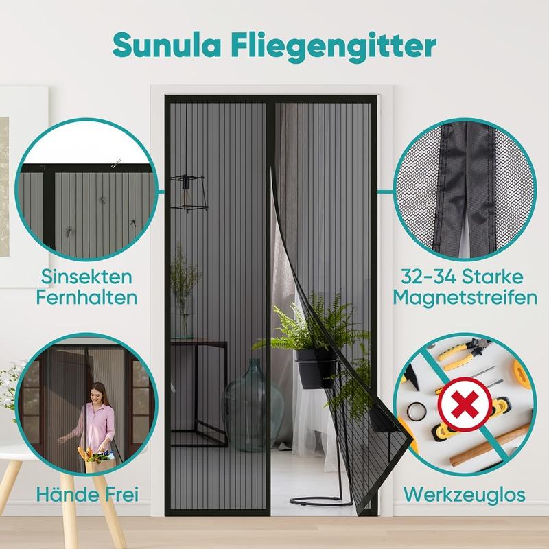 70/90*200cm Mosquito-proof Door Curtain, No-drill Magnetic Partition Curtain, Bedroom and Home Screen Door with Magnetic Closure