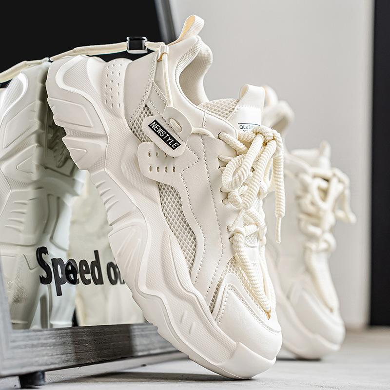 

New spring and autumn outdoor platform bread shoes casual breathable fly-woven lightweight sports shoes student shoes 44 бежевый
