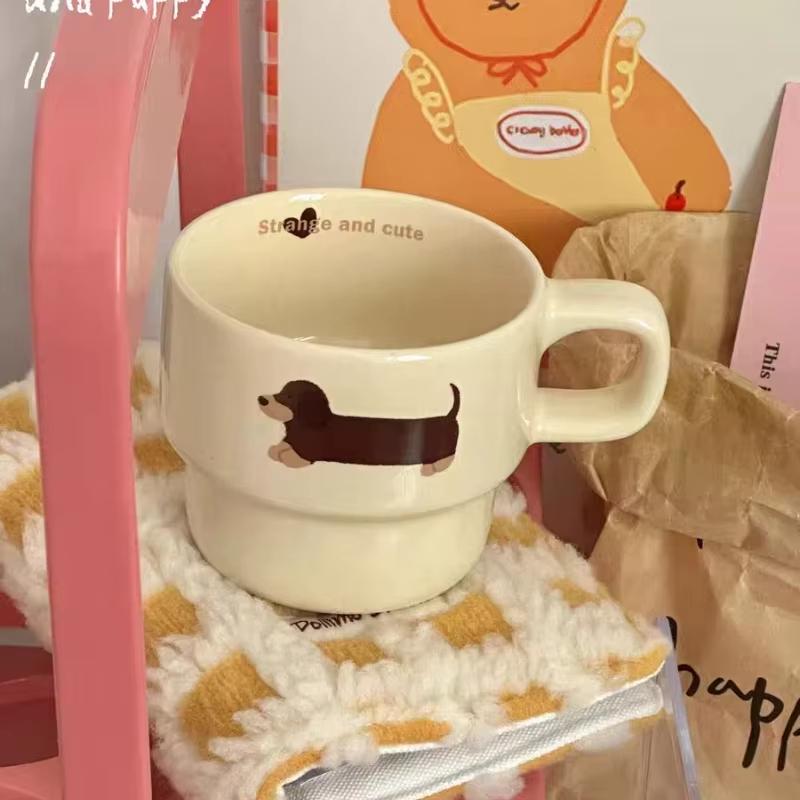 300ml Roztomilý jezevčík Pes Kávový hrnek Keramický hrnek Dětský porcelánový hrnek Snídaňový hrnek Nápojové sklo Dárek pro milovníky Přátele