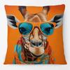 European Tiger with Blue Glasses Parrot Cat Animals Portrait Cushion Covers Pillowcase for Sofa