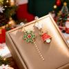 Christmas Long Rhinestone Tassel Asymmetric Enamel Bell Snowflake Drop Earrings Imitation Pearl Star Jewelry For Women Men Gifts