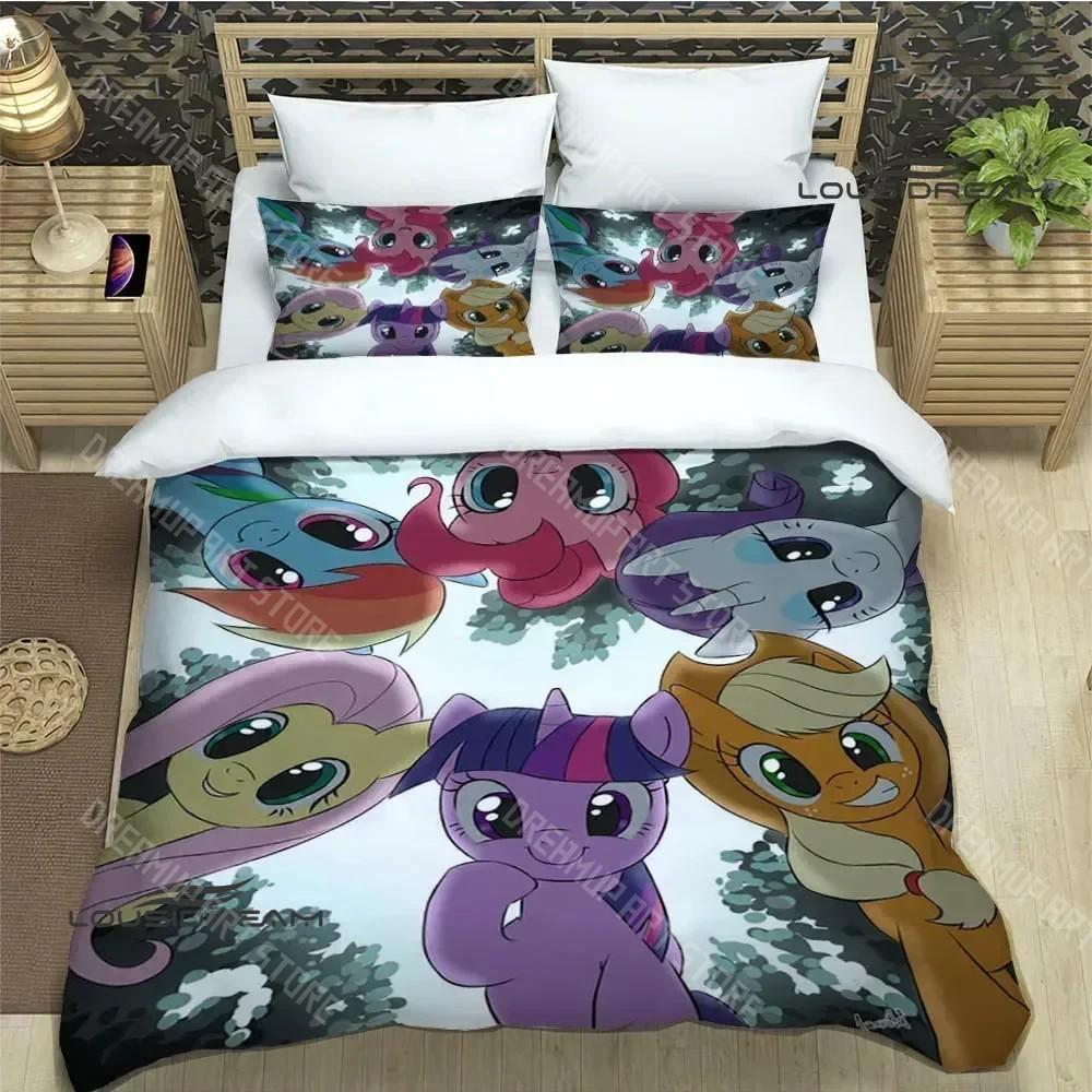 

Мультяшні My Little-P-Ponys Комплекти постільної білизни вишуканий набір для ліжка підковдра комплект ковдри комплект постільної білизни розкішний подарунок на день народження US Full 200x230cm