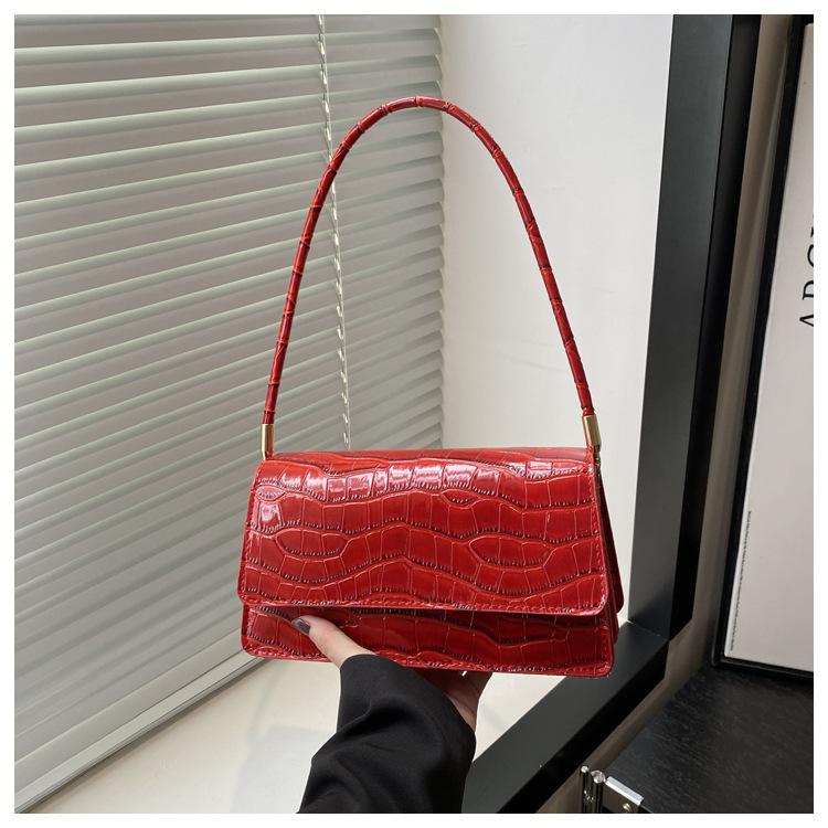 

Однотонная весна 225 новая темпераментная вместительная красивая женская сумка-тоут с каменным узором, повседневная на плечо, для ношения в руке, под мышкой красный