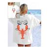 Camiseta De Manga Curta Com Estampa De Lagosta E Ta?a De Vin