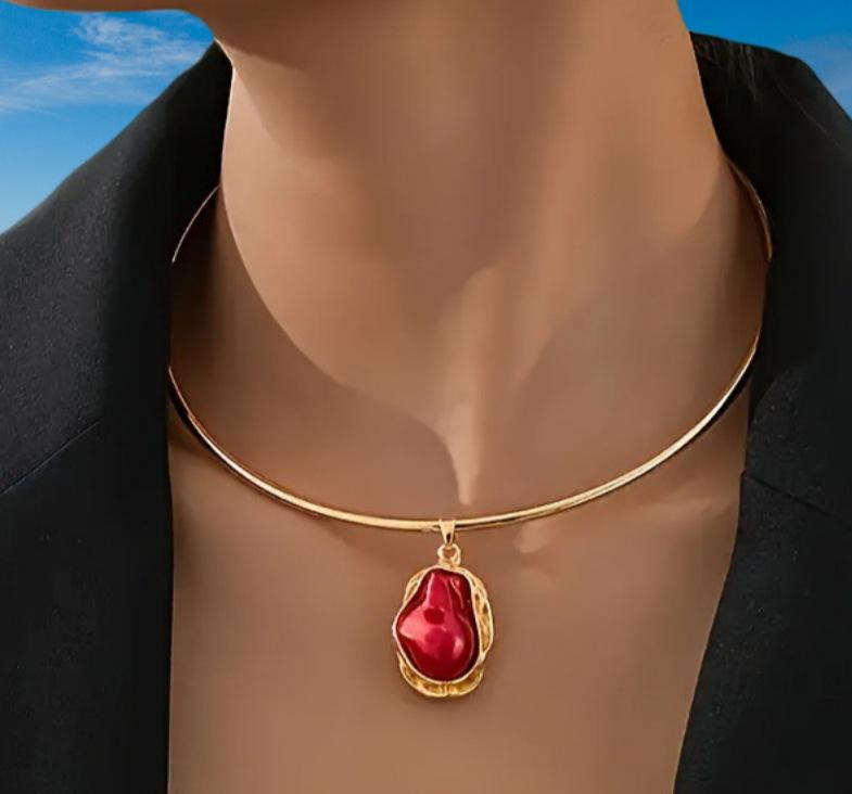 

Popular, simple temperament retro collar gold-plated special-shaped baroque imitation pearl set