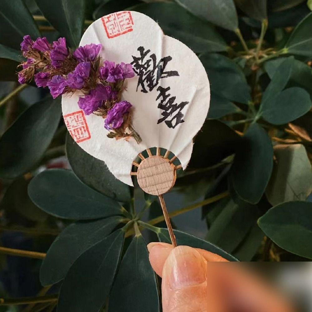 

6pcs Handheld Mini Fan Greeting Card Creativity Fan Postcard Handheld Folding Fan Birthday Card