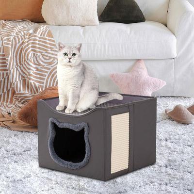 Cat Bed House Furniture Folding Large Covered for Multi Small Pet Kitten Cube Nest Scratch