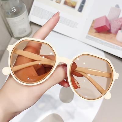 Women'S Small Frame Milk Tea White Sunglasses, Retro Sunglasses Small Face Sunglasses