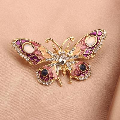 Damen Emaille Schmetterling Insekten Anstecknadeln Vintage Kristall Brosche für Dame Schmuck Kleidung Abzeichen Korsage
