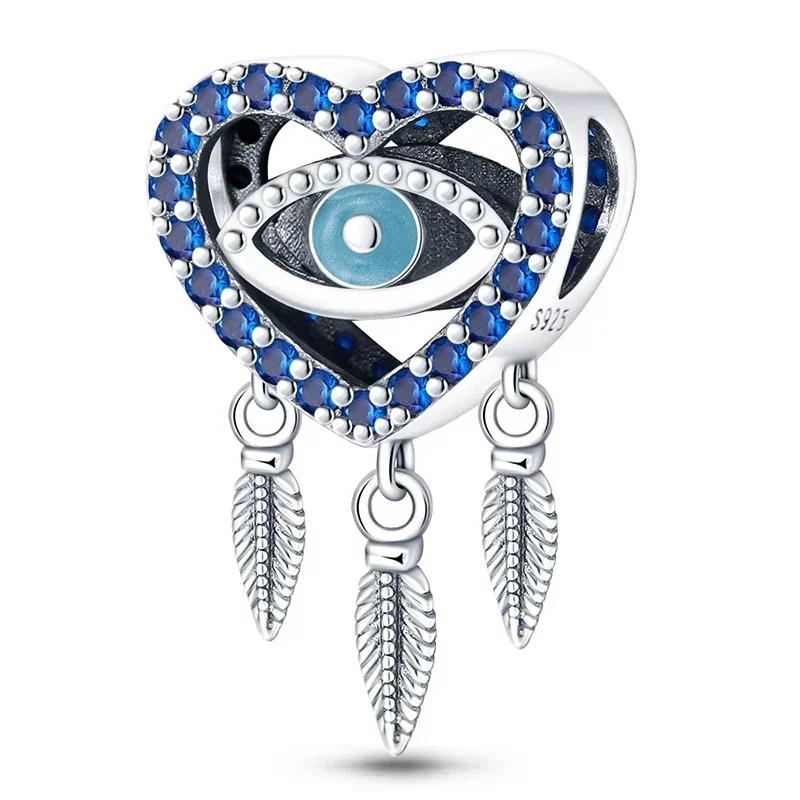925 Silver Color Evil Eye Charm Demon Eye Bead For Original Bracelet&Bangle DIY Making Fashion Jewelry Gift