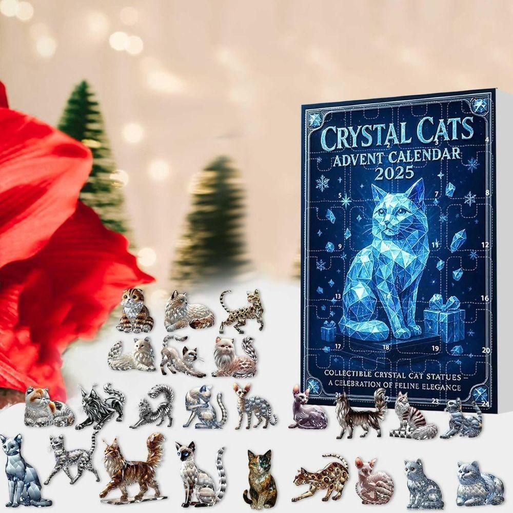 2D Acrylic Design Crystal Cat Christmas Advent Calendar  Festival Party Supplies