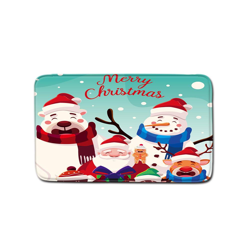 Christmas Shower Curtain Floor Mat Combination Four-Piece Set Bathroom Toilet Carpet Shower Room Mat Foot Mat