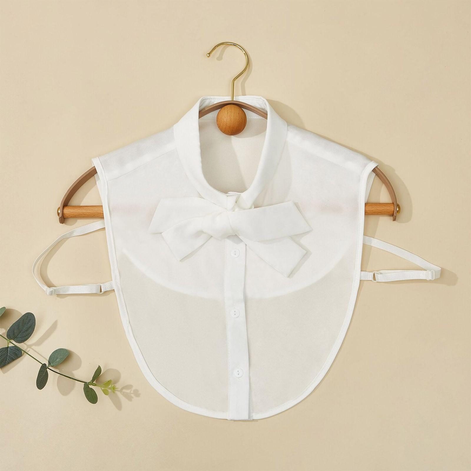 

Женская шифоновая блузка с искусственным воротником и стразами, размер M One Size белый