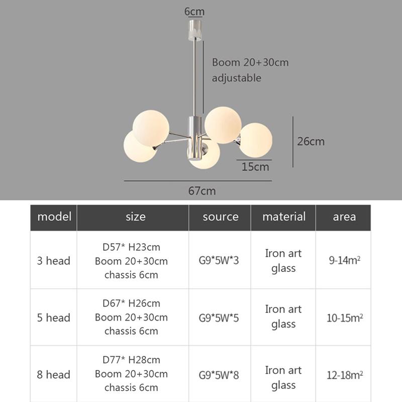 Nordic Glass Pendant Light Modern LED White Multihead Hanging Lamp For Dining Room Bedroom Living Room Indoor Decoration Fixture