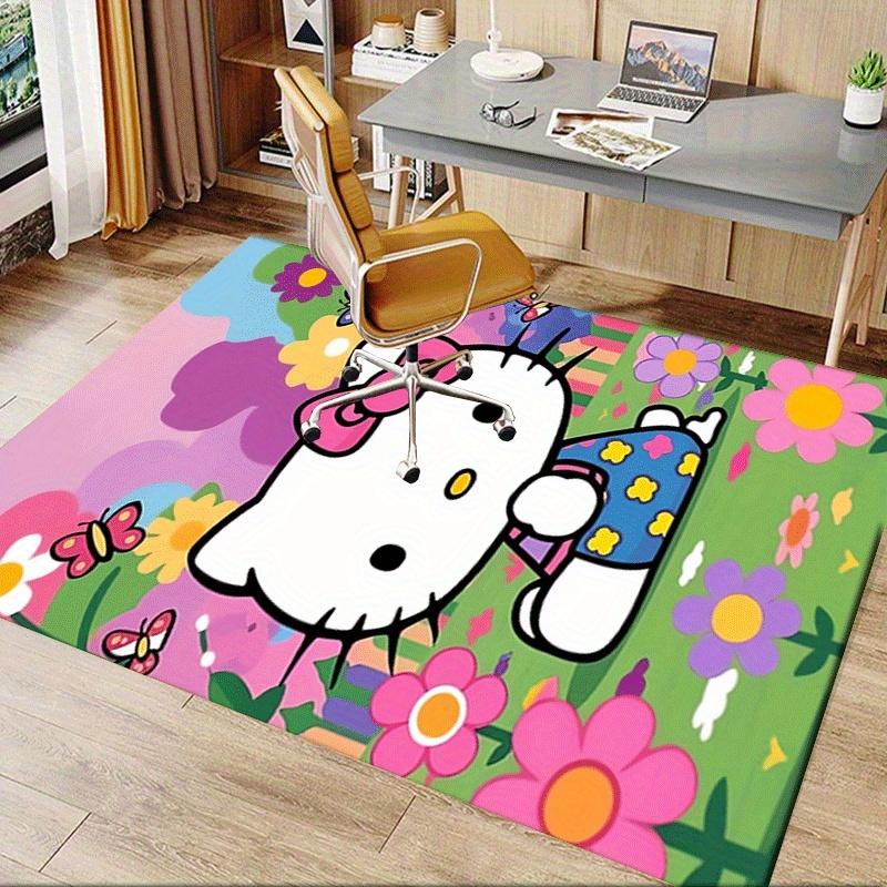 1pc Sanrio Hello Kitty Printed Office Carpet Rectangle Rug Under The Table,Perfect Room Decor for Living Room, Bedroom, Kitchen, Non-slip Floor Mat, G