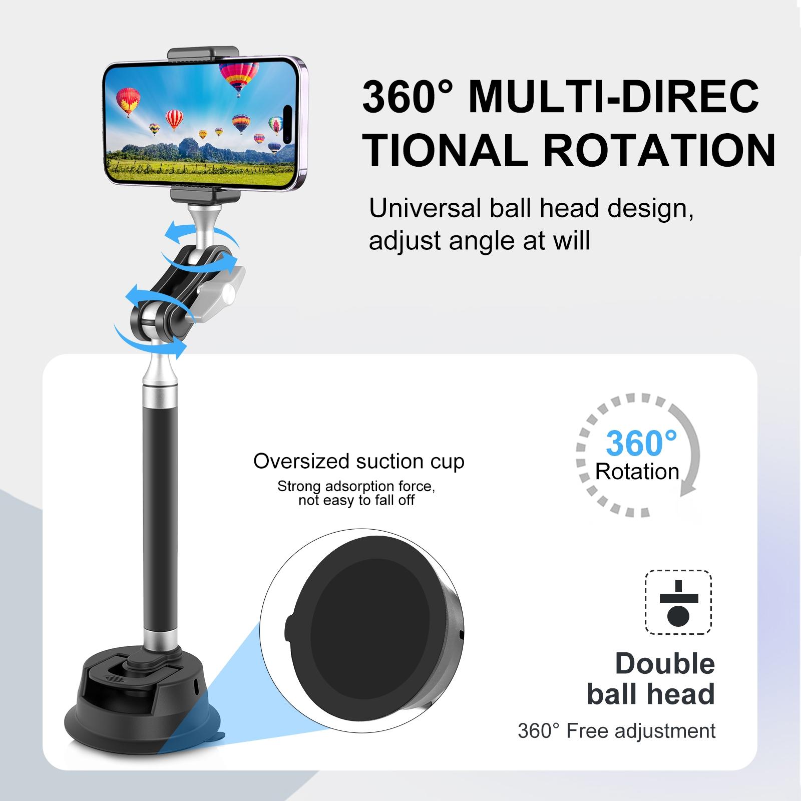 PULUZ PU273B Крепление для телефона на присоске Крепление на присоске из алюминиевого — фото 6