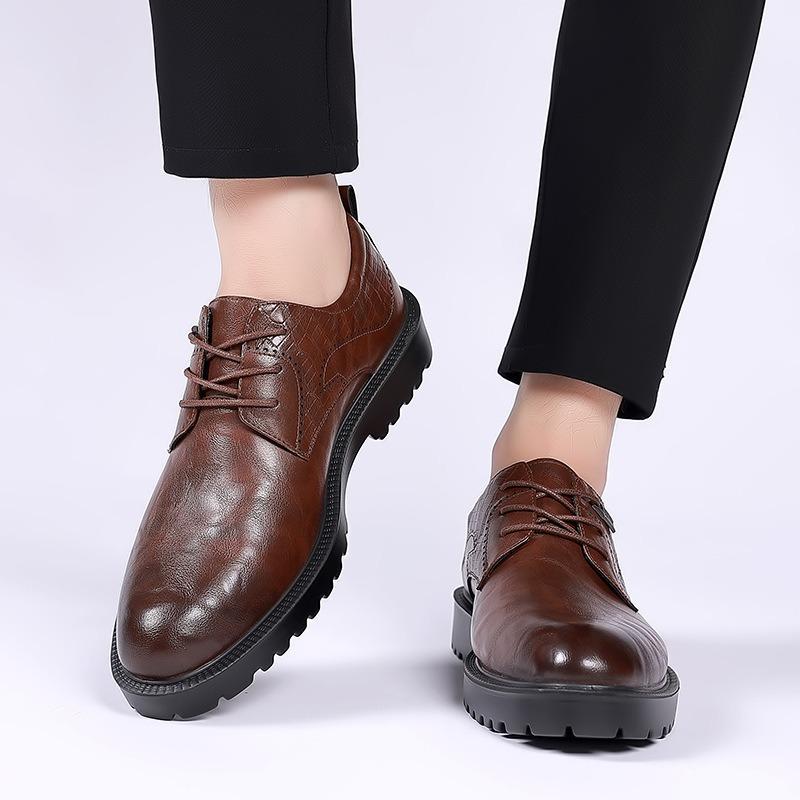 Fashion British Platform Leather Wedding Shoes for Men Designer Soft-soled Business Men's Dress Shoes Fashion Casual  Male Work Shoes