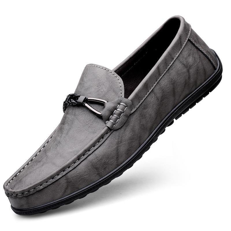 

Мужские лоферы ручной работы из натуральной кожи, слипоны, повседневные мокасины для вождения, удобная мужская деловая обувь, мужская модельная обувь 46 серый