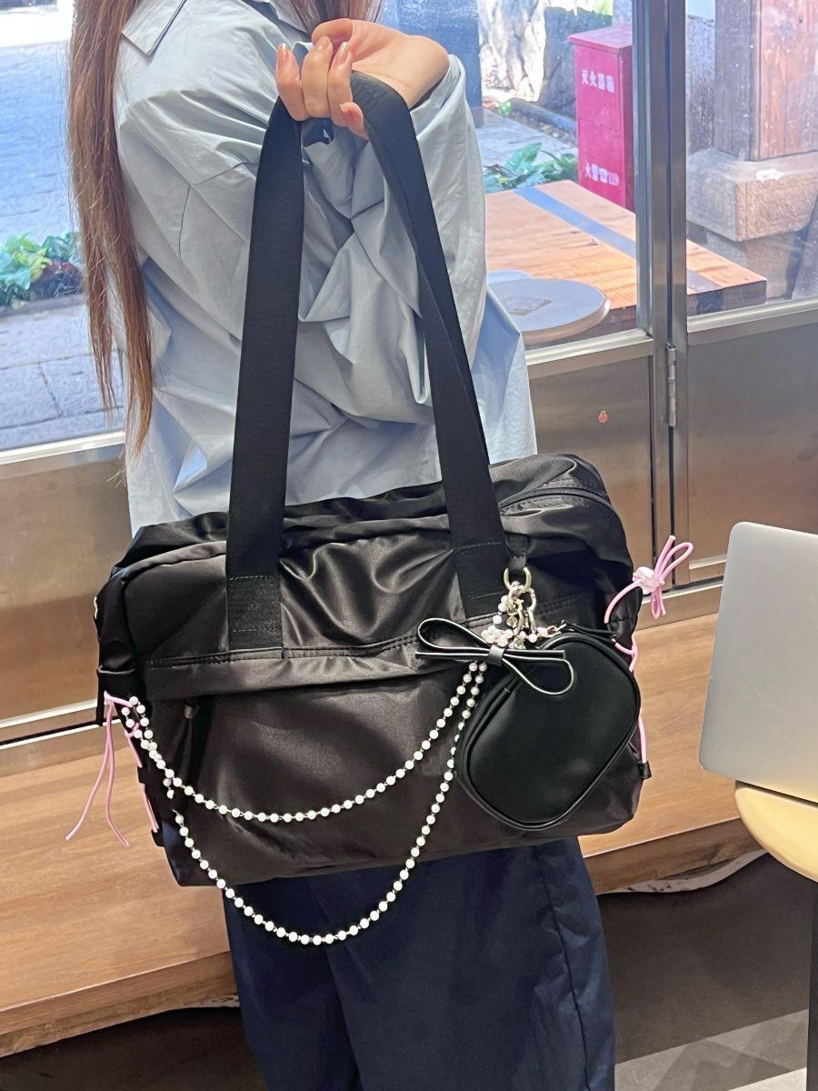 

Nylon Large Capacity Tote Bag Wallet Women Vintage Harajuku Aesthetic Shoulder Bags Purse Female High Street Casual Handbag 2025 37x28x12cm чёрный
